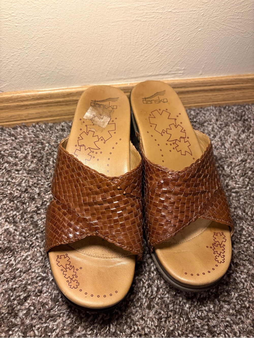 Dansko Brown Woven Leather Slip-On Mules
